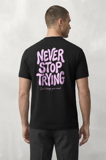 Pink Never Stop Trying,T-Shirt σε Μαύρο Χρώμα
