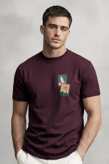 Palm Postcard,T-Shirt σε Μπορντώ Χρώμα