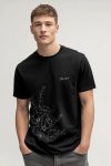 Botanical Line Art,T-Shirt σε Μαύρο Χρώμα