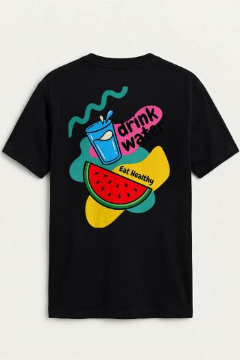 Drink Water Eat Fruit,T-Shirt σε Μαύρο Χρώμα