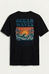 Ocean Waves Beach Poster,T-Shirt σε Μαύρο Χρώμα