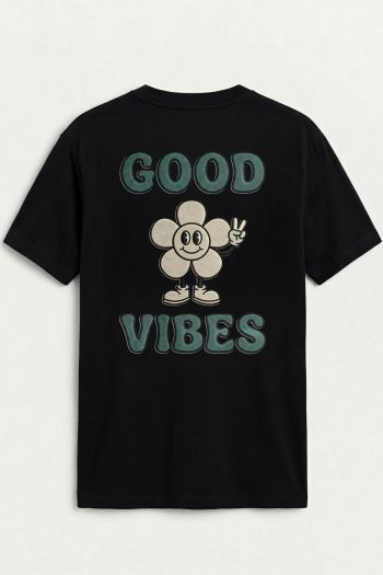 Good Vibes Daisy,T-Shirt σε Μαύρο Χρώμα