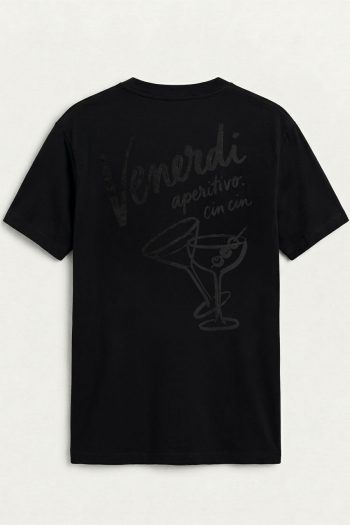 Aperitivo Cin Cin,T-Shirt σε Μαύρο Χρώμα