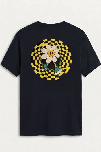 Checkered Daisy Smile, Μπλούζα T-Shirt σε Μπλε Χρώμα