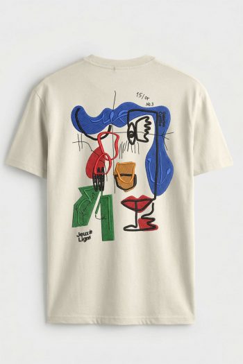 Abstract Cocktail Face,T-Shirt σε Εκρού Χρώμα