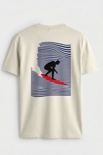 Night Wave Surfer,T-Shirt σε Εκρού Χρώμα