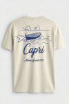 Capri Boat Line Art,T-Shirt σε Εκρού Χρώμα