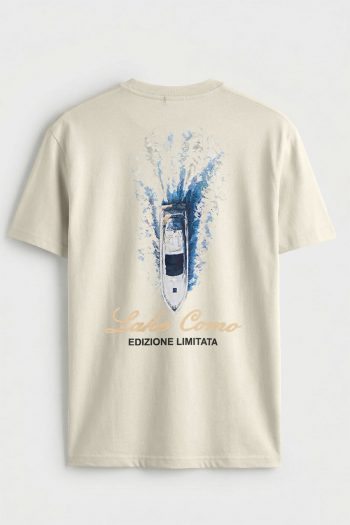 Lake Como Boat Splash,T-Shirt σε Εκρού Χρώμα