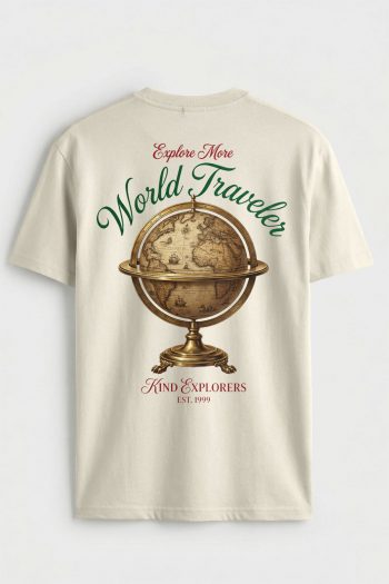 World Traveler Globe,T-Shirt σε Εκρού Χρώμα