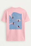 Surfers Line Wave,T-Shirt σε Ροζ Χρώμα