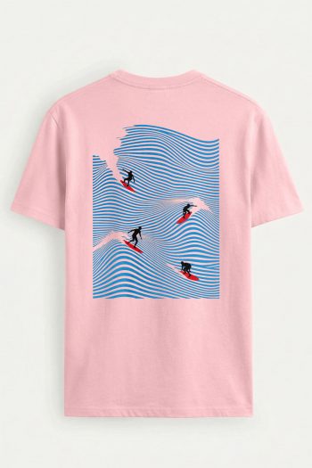 Surfers Line Wave,T-Shirt σε Ροζ Χρώμα