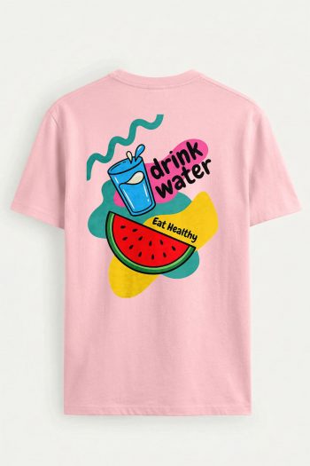 Drink Water Eat Fruit,T-Shirt σε Ροζ Χρώμα