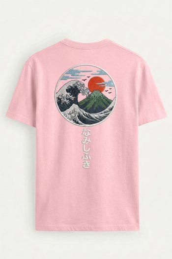Japanese Wave Circle,T-Shirt σε Ροζ Χρώμα