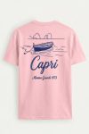 Capri Boat Line Art,T-Shirt σε Ροζ Χρώμα