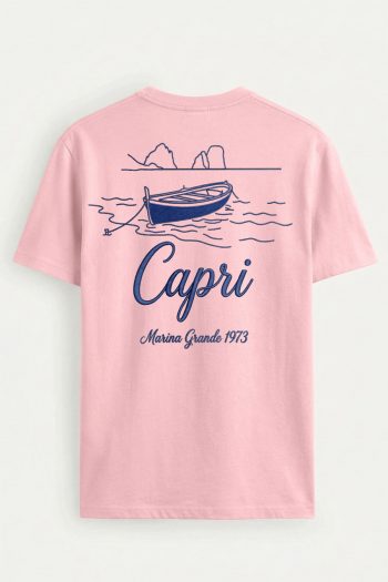 Capri Boat Line Art,T-Shirt σε Ροζ Χρώμα