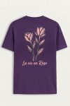 Pink Rose Line Art,T-Shirt σε Μωβ Χρώμα