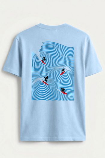 Surfers Line Wave,T-Shirt σε Γαλάζιο Χρώμα