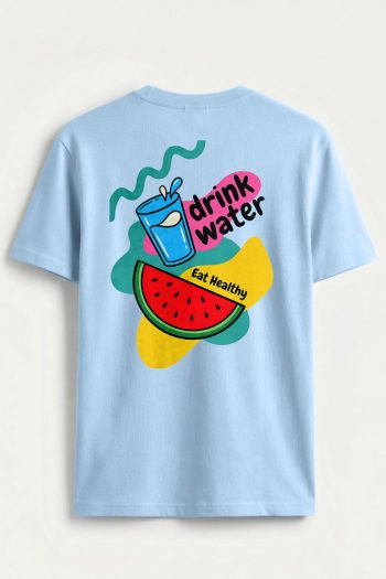 Drink Water Eat Fruit,T-Shirt σε Γαλάζιο Χρώμα