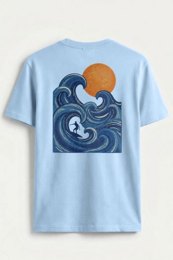 Blue Wave Sun,T-Shirt σε Γαλάζιο Χρώμα