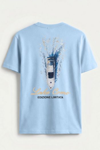 Lake Como Boat Splash,T-Shirt σε Γαλάζιο Χρώμα