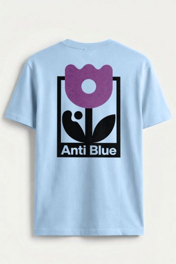Anti Blue Flower Mark,T-Shirt σε Γαλάζιο Χρώμα