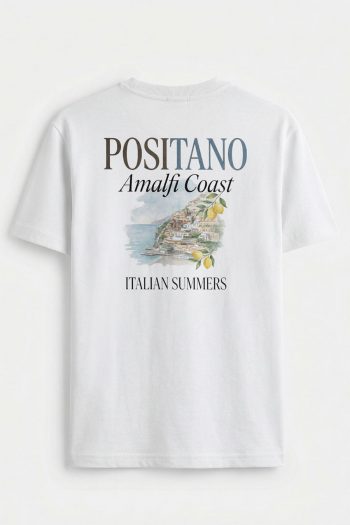 Positano Coast Painting,T-Shirt σε Λευκό Χρώμα