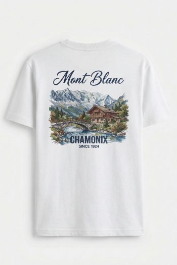 Mont Blanc Landscape,T-Shirt σε Λευκό Χρώμα