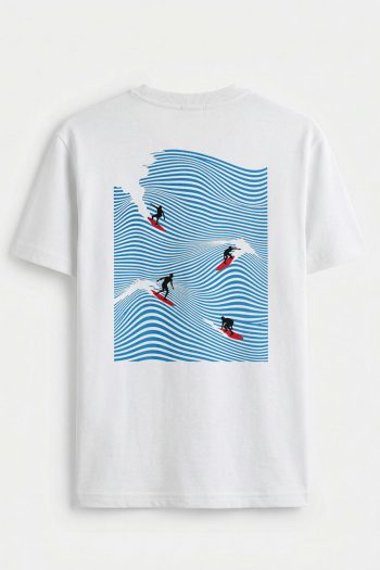 Surfers Line Wave,T-Shirt σε Λευκό Χρώμα