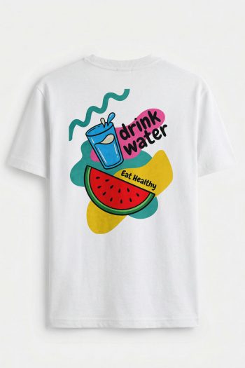 Drink Water Eat Fruit,T-Shirt σε Λευκό Χρώμα