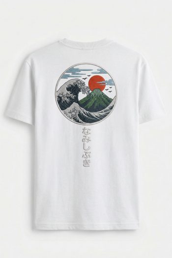 Japanese Wave Circle,T-Shirt σε Λευκό Χρώμα