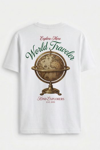 World Traveler Globe,T-Shirt σε Λευκό Χρώμα