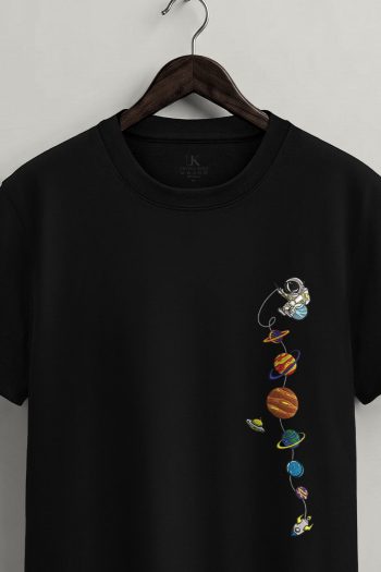 Galaxy Charm Chain,T-Shirt σε Μαύρο Χρώμα