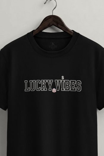 Lucky Vibes Moment,T-Shirt σε Μαύρο Χρώμα
