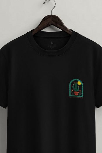 Desert Cactus Window,T-Shirt σε Μαύρο Χρώμα