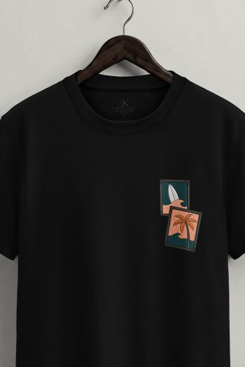 Palm Postcard,T-Shirt σε Μαύρο Χρώμα