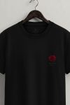 Red Rose Badge,T-Shirt σε Μαύρο Χρώμα