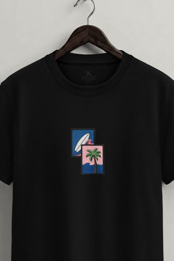 Palm Postcard Centered,T-Shirt σε Μαύρο Χρώμα