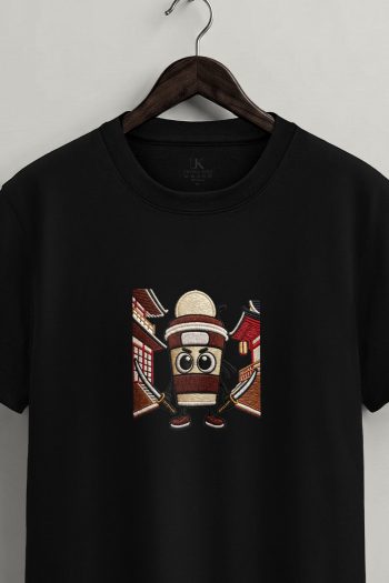Coffee Mascot,T-Shirt σε Μαύρο Χρώμα