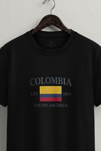 Colombia Flag,T-Shirt σε Μαύρο Χρώμα