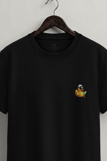 Drinking Duck Badge,T-Shirt σε Μαύρο Χρώμα