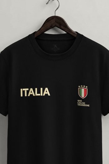 Italia Crest Badge,T-Shirt σε Μαύρο Χρώμα