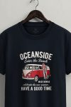 Oceanside Red Beach Van,T-Shirt σε Μπλε Χρώμα
