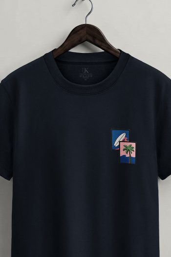 Palm Postcard Badge,T-Shirt σε Μπλε Χρώμα