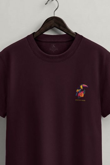 Toucan Pocket Badge,T-Shirt σε Μπορντώ Χρώμα