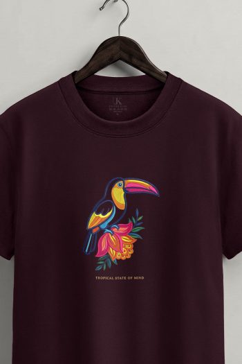Tropical Toucan,T-Shirt σε Μπορντώ Χρώμα