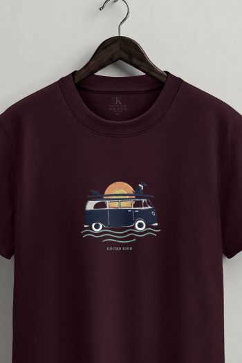 Coastal Camper Van,T-Shirt σε Μπορντώ Χρώμα