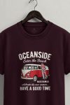 Oceanside Red Beach Van,T-Shirt σε Μπορντώ Χρώμα