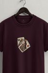 Vintage Card Stack,T-Shirt σε Μπορντώ Χρώμα