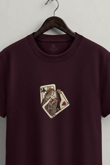 Vintage Card Stack,T-Shirt σε Μπορντώ Χρώμα