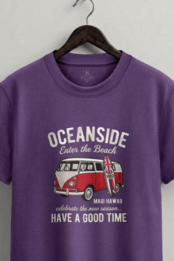Oceanside Red Beach Van,T-Shirt σε Μωβ Χρώμα